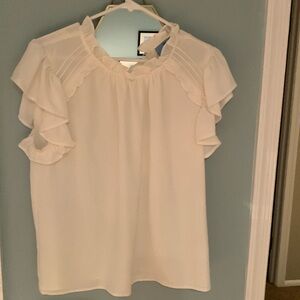 Cece white/cream ruffled sleeve blouse size M. Never worn!